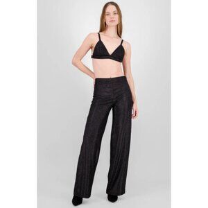 NWT Shasa Shiny Wide Leg Pants Womens L Pull On Blue Sparkling Rave Disco